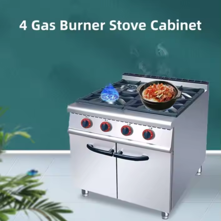 Gas 4-burner range with cabinet